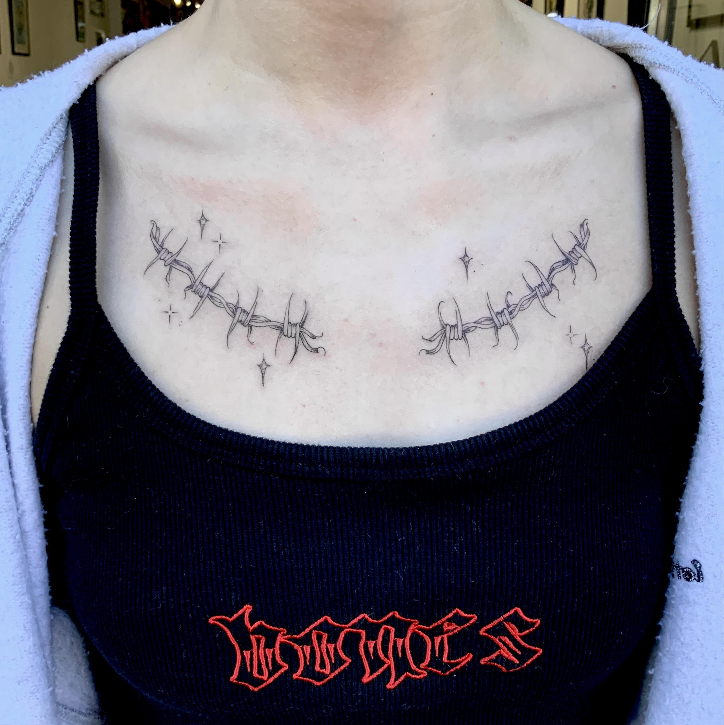 Barbwire tattoo idea on chest