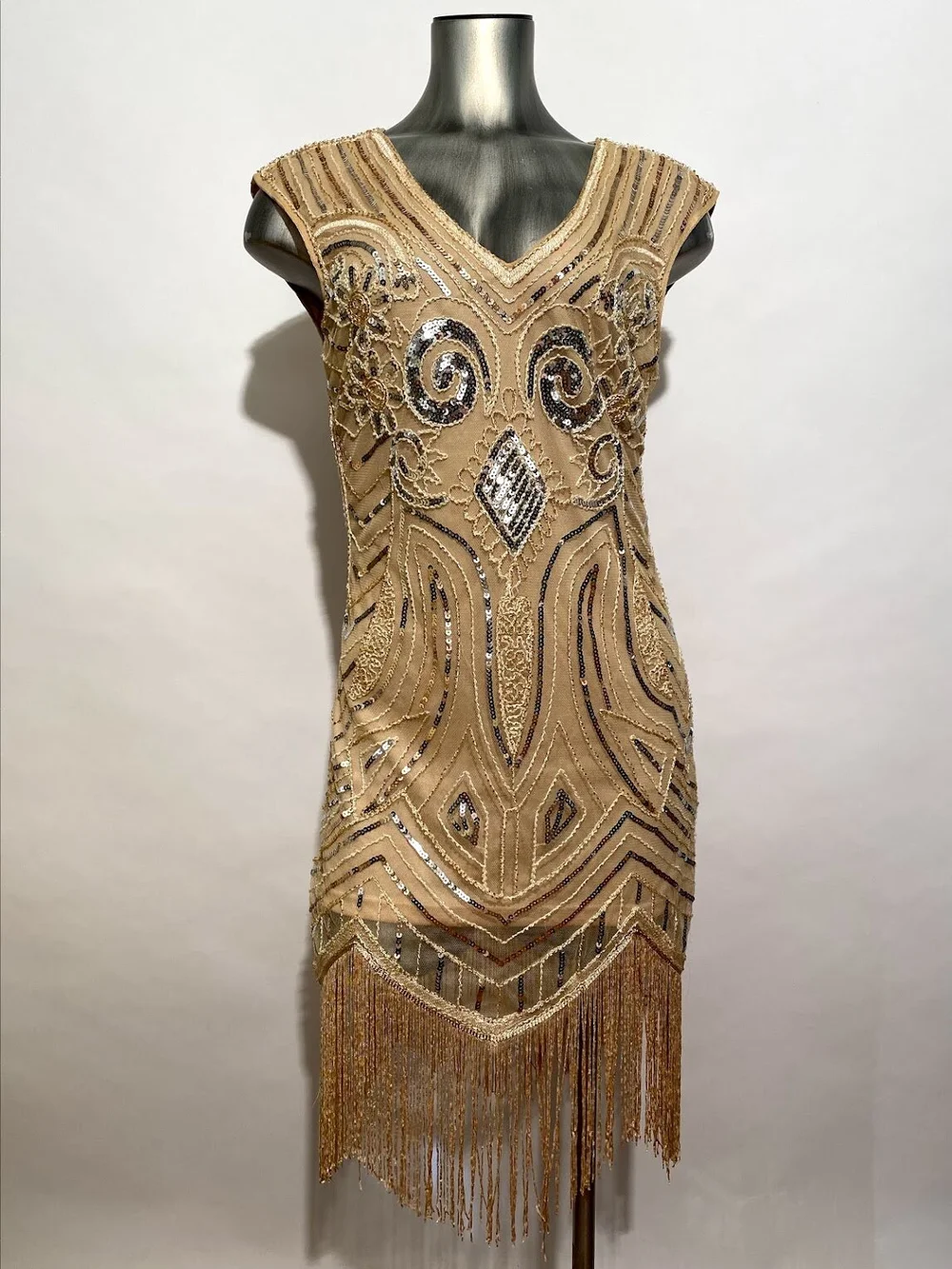 Gold Fringe Flapper Dress