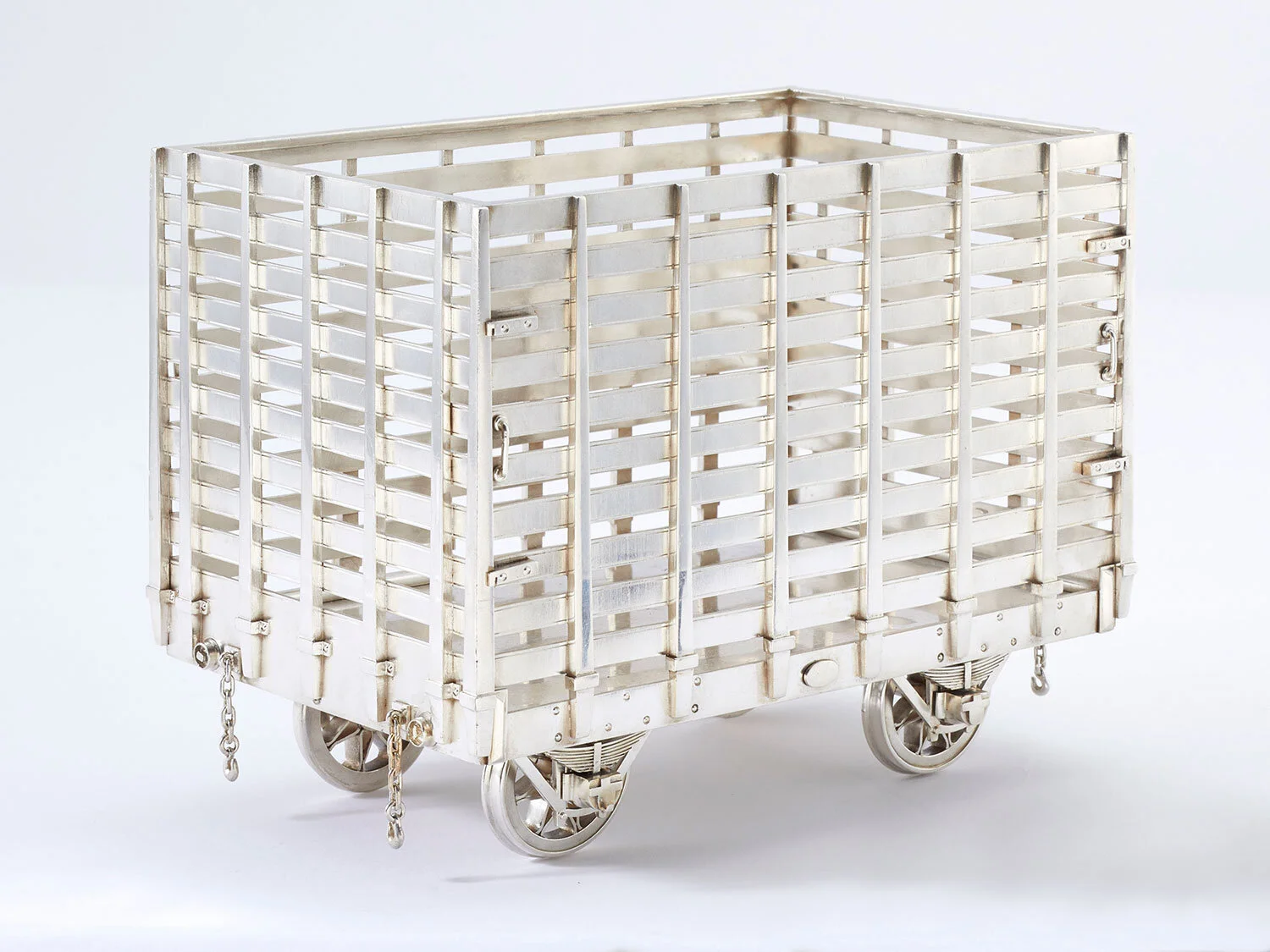 Sazikov mechanical model of an open cattle or livestock railway wagon, St. Petersburg, 1883