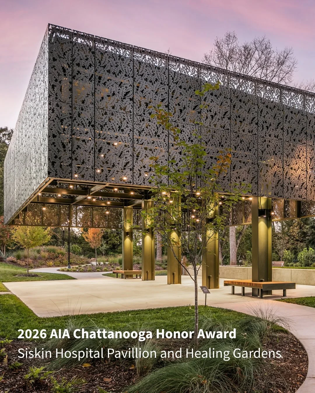We&rsquo;re honored to share that the Clarence E. Harris Pavilion and Healing Gardens received an AIA Chattanooga Honor Award. 

In partnership with Siskin Hospital and generous donors, our team transformed a former asphalt basketball court into a re
