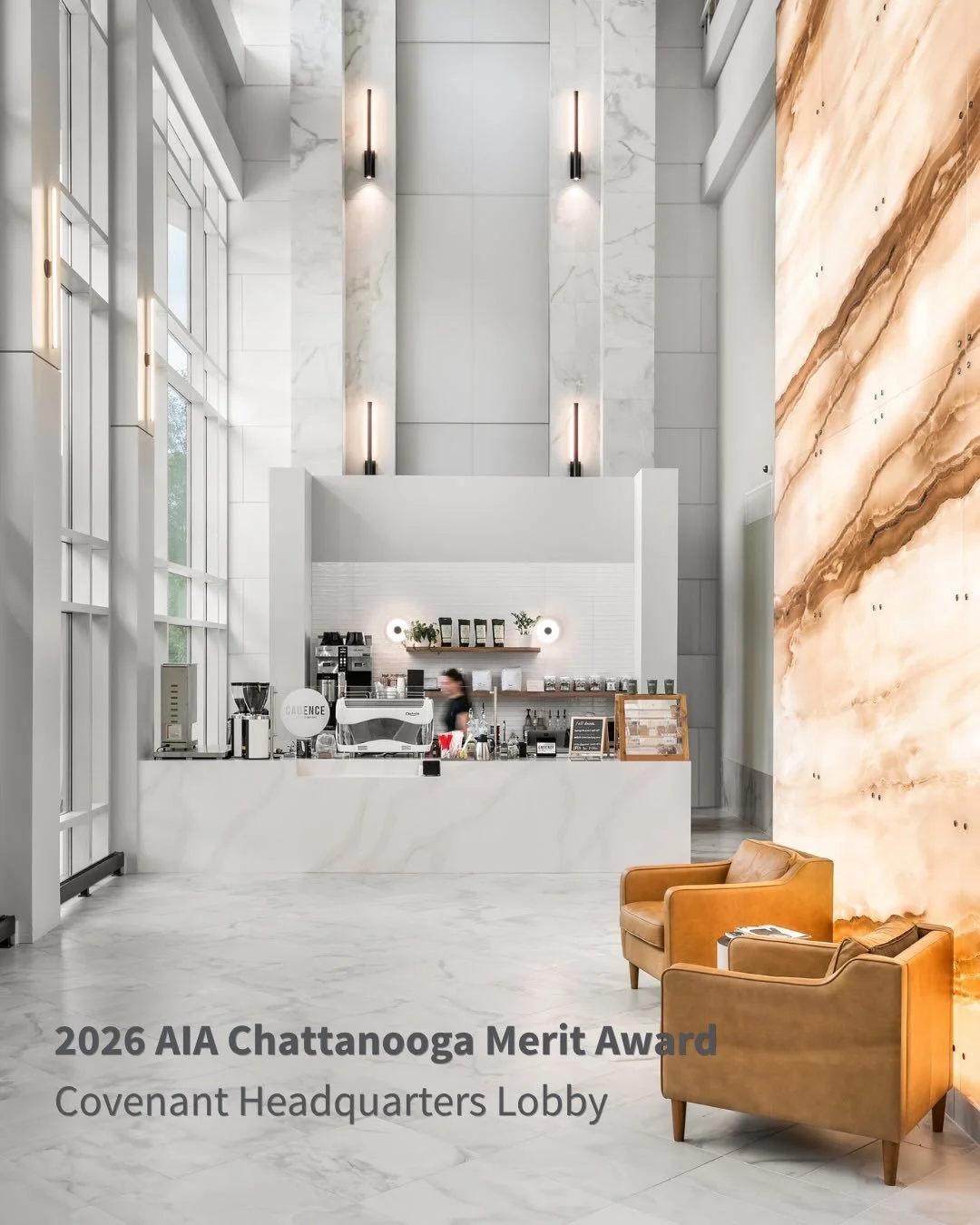We&rsquo;re honored to share that the Covenant Headquarters Lobby Renovation received an AIA Chattanooga Merit Award. 
&nbsp;
The renovated and activated corporate lobby was designed with an elevated aesthetic to strengthen company culture, foster em