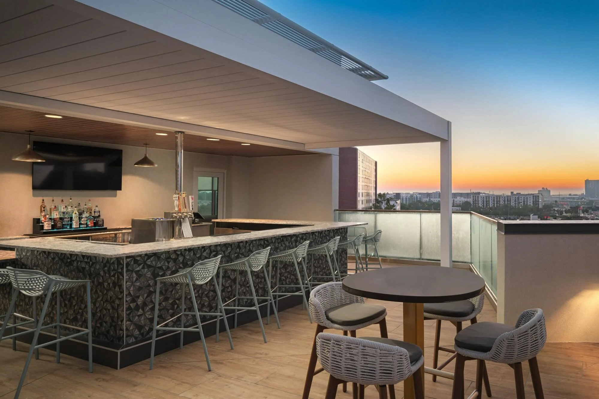 Located in the heart of Tampa&rsquo;s urban coastal district, the SpringHill Suites blends elevated hospitality with locally inspired design. Our team created a custom interiors package for all public and back-of-house spaces, including a rooftop bar