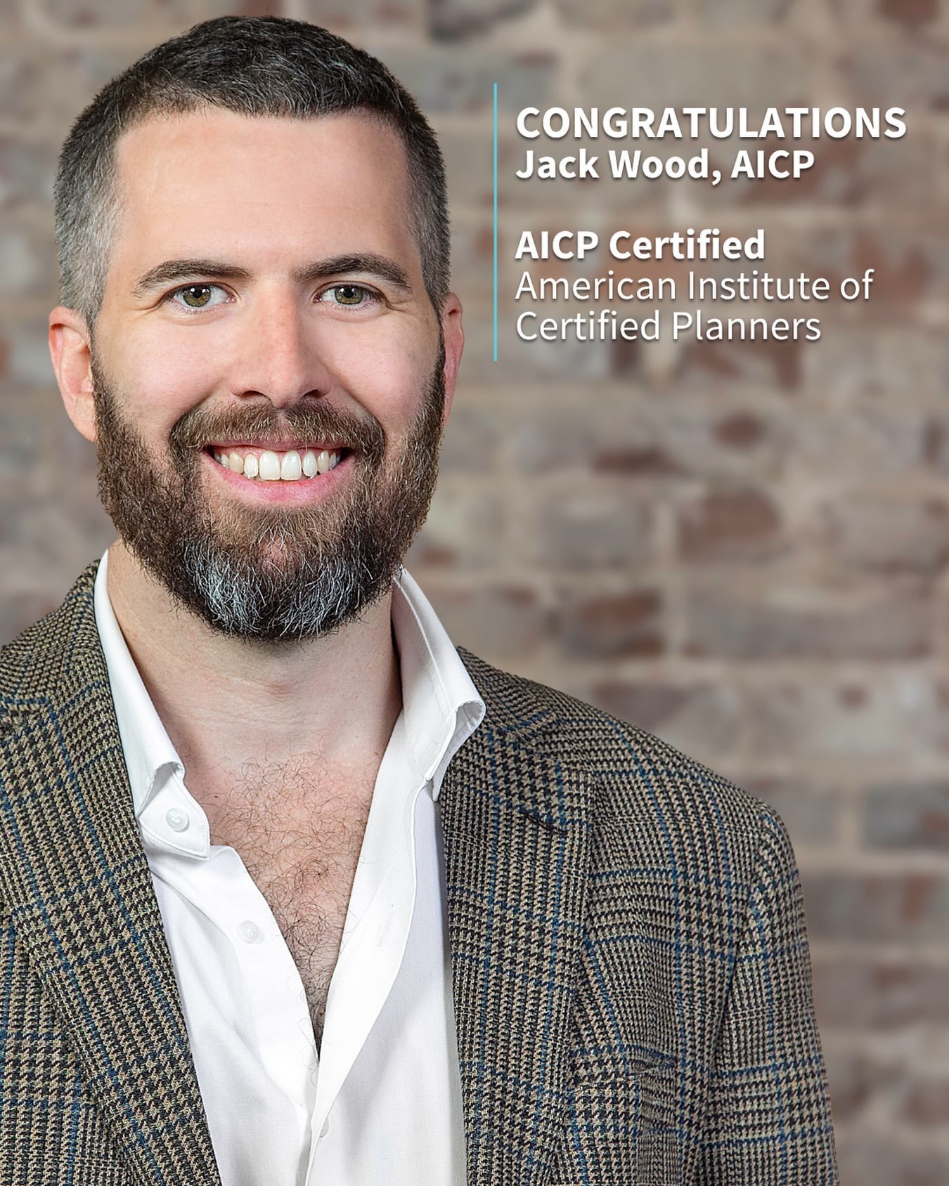 Big news for Jack + Tinker Ma!

Congratulations to&nbsp;Jack Wood, AICP, on earning his certification from the American Institute of Certified Planners!

With degrees in both architecture and urban planning, Jack brings a unique perspective to how we