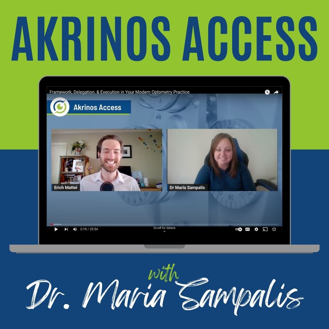 🤔 Do you want to delegate to achieve more in your Optometry practice? ⁠
⁠
🤔 Do you have a stable business framework to set your practice up for success?⁠
⁠
In this episode of Akrinos Access, Maria Sampalis, OD, Practice Owner, Entrepreneur, and Inf