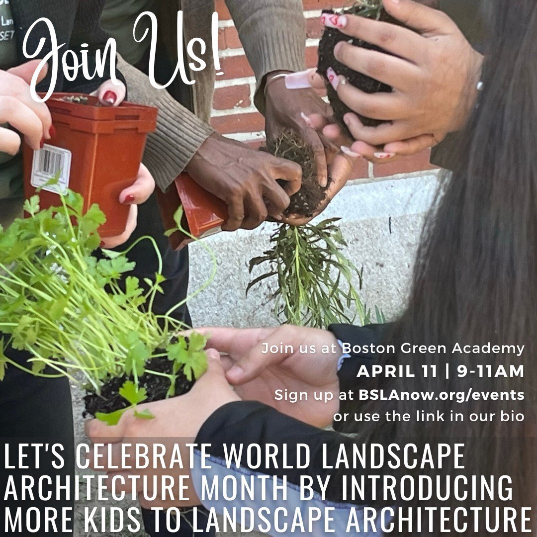 Please join us connecting teens with landscape architecture during World Landscape Architecture Month!

Thursday, April 11 we'll be at Boston Green Academy -- a public school in the Brighton neighborhood of Boston. As part of @bostongreenacademy Eart