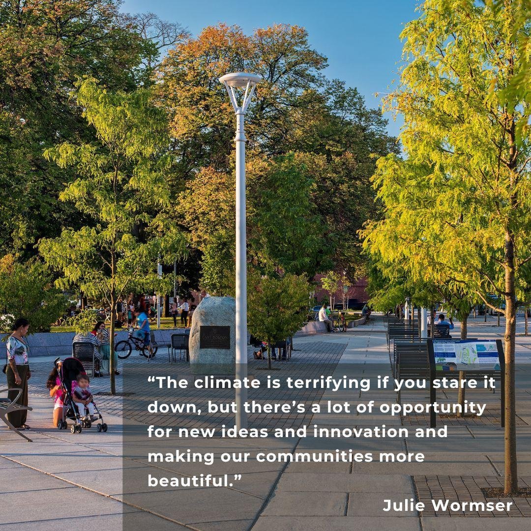 On Earth Week, we share these sentiments of fear and optimism from Julie Wormser, senior policy advisor at the Mystic River Watershed Association and one of the voices in Fieldbook CLIMATE.
.
.

Landscape architecture -- like the renovated Central Sq