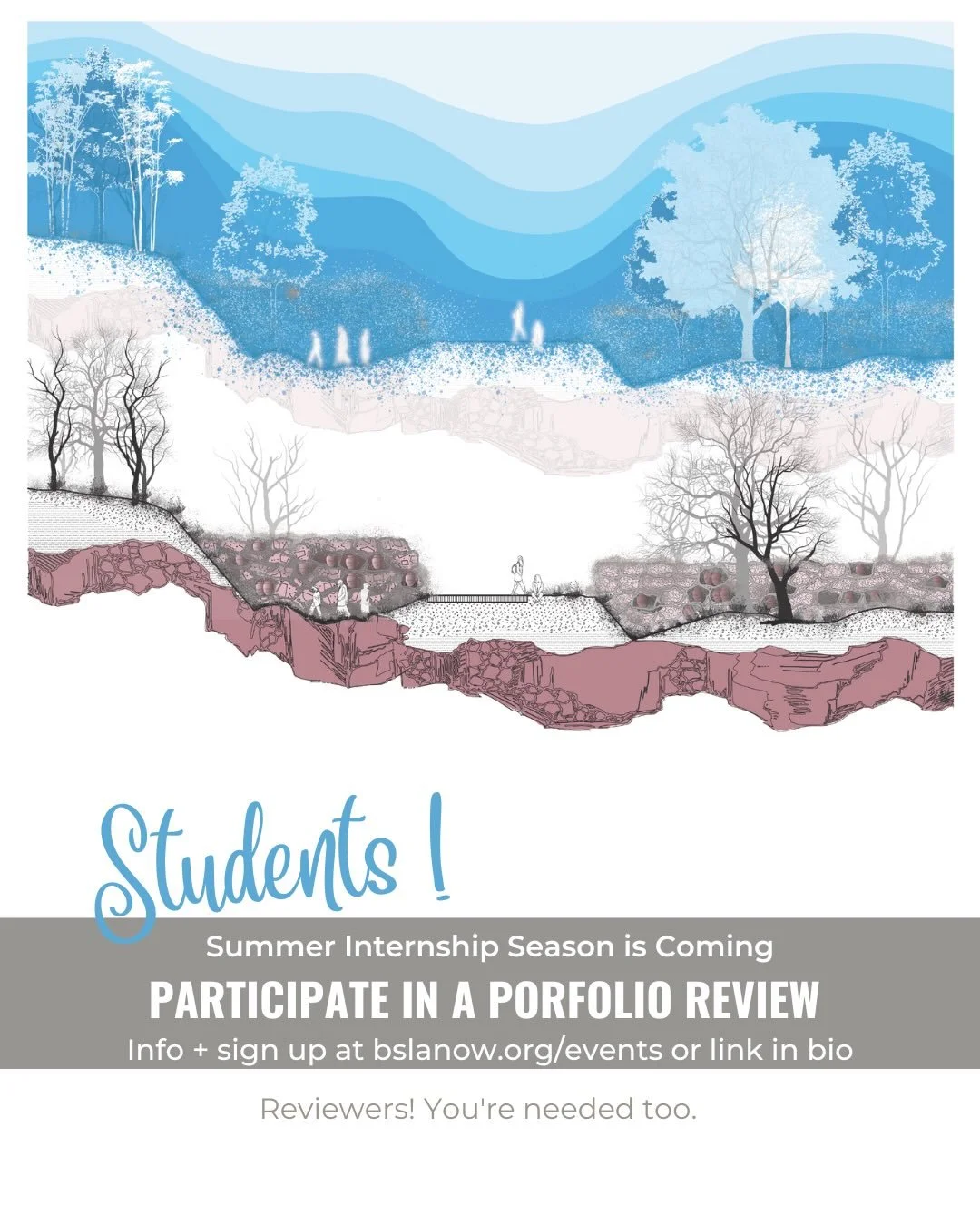 Landscape Architecture &amp; design students: Let&rsquo;s talk portfolio!

Back by popular demand &mdash; The BSLA Emerging Professionals are coordinating online portfolio review sessions for current students and recent graduates who are looking for 