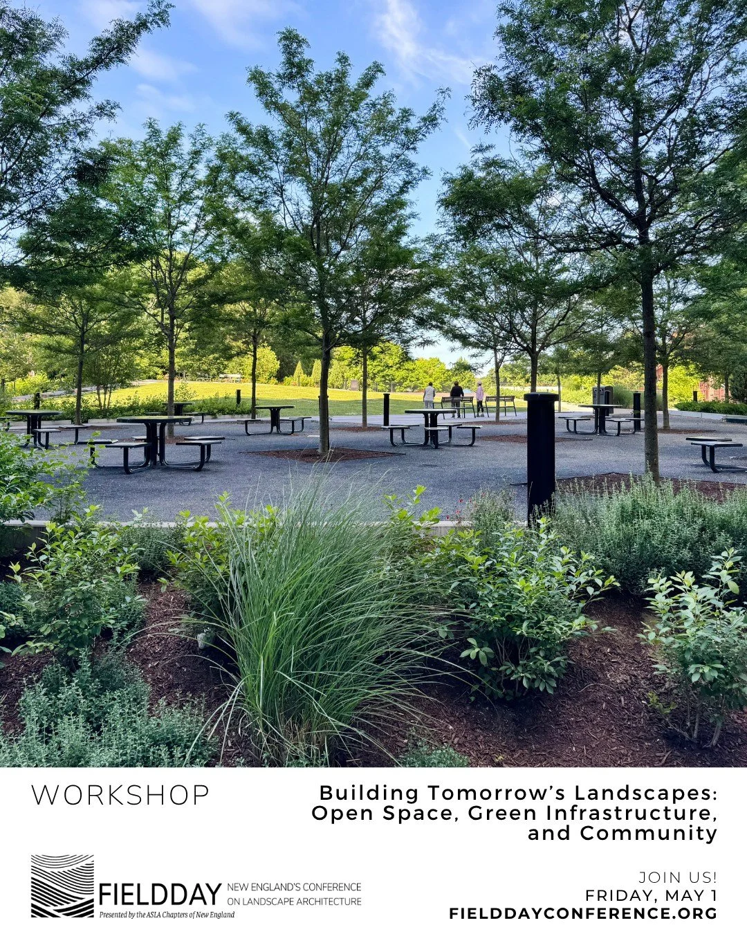 We're looking forward to hearing Nicholas Watkins, Michael Dodson, and Tyler Glode discuss "Building Tomorrow&rsquo;s Landscapes: Open Space, Green Infrastructure, and Community" at Fieldday 2026! This is one of 16 amazing workshops that wi
