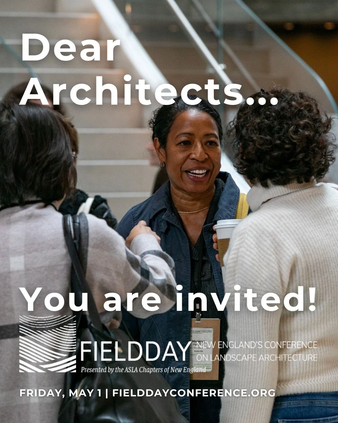 The landscape architects of New England invite you to join us at Fieldday...

This just in: Offering up to 7.0 AIA LU HSW (+ LACES HSW + AICP CM too)

What's Fieldday? A dynamic day of education, connection, and community. 

>>> Swipe for a 
