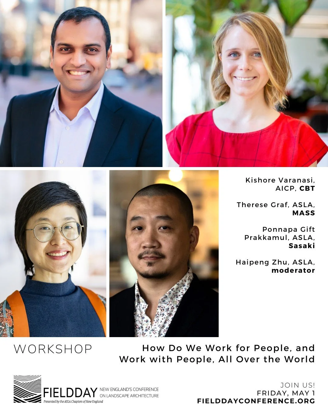 We're looking forward to hearing Kishore Varanasi, Therese Graf, Ponnapa Gift Prakkamakul, and Haipeng Zhu discuss "How Do We Work for People, and Work with People, All Over the World" at Fieldday 2026!

This is one of 16 amazing workshops 