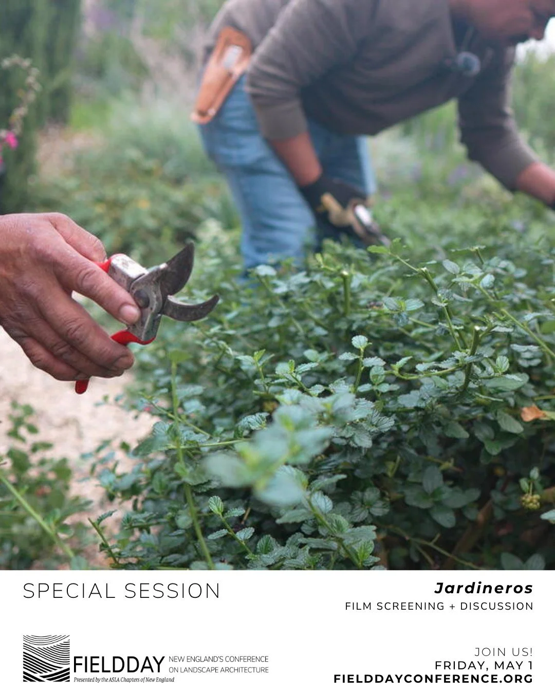 Fieldday is pleased to offer screenings of Jardineros, a documentary film that brings visibility to the lives, labor, and cultural contributions of Latino landscape workers who shape many of the environments we design and inhabit. 

Through personal 