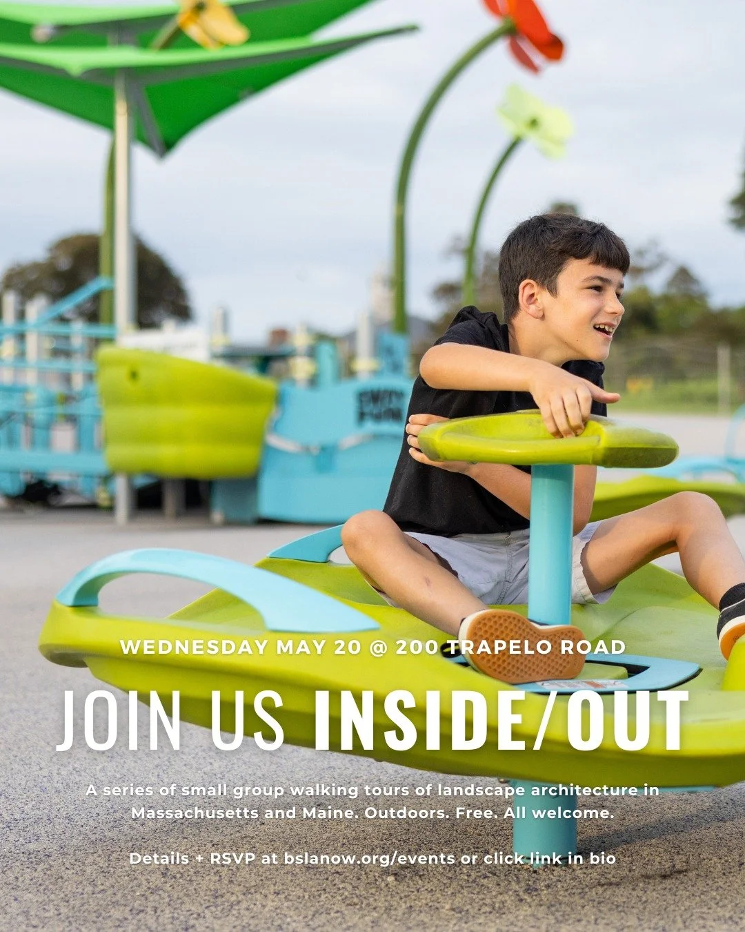 Join us outside! 

Our 2026 series continues at the great big playground at 200 Trapelo Road, Waltham... 

Inside/Out Trapelo Road 
Wednesday, May 20 
9:30am - noon 
offering 1.0 LACES HSW / AIA LU 

🤸&zwj;♂️Direct link to register: https://insideou