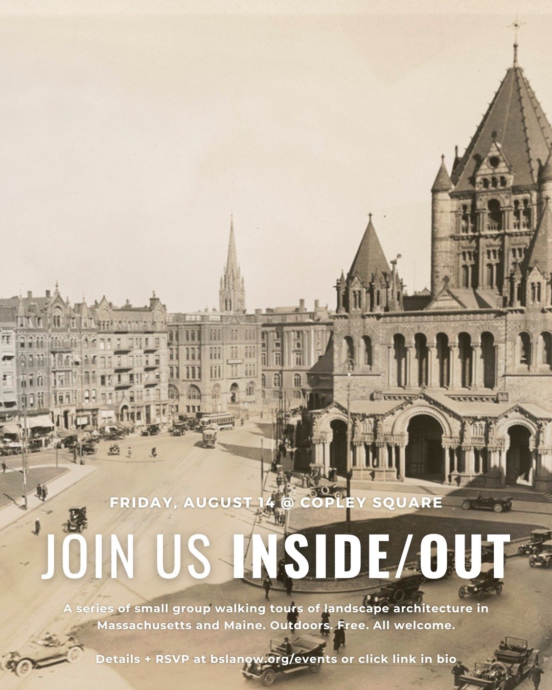 Copley Square has changed over the years...

Join us to learn about its latest renovation.

Inside/Out: Copley Square
Friday, August 14
12pm 

RSVP here https://Insideout_copleysquare.eventbrite.com
or go BSLAnow.org/events 
or use the link in bio

A