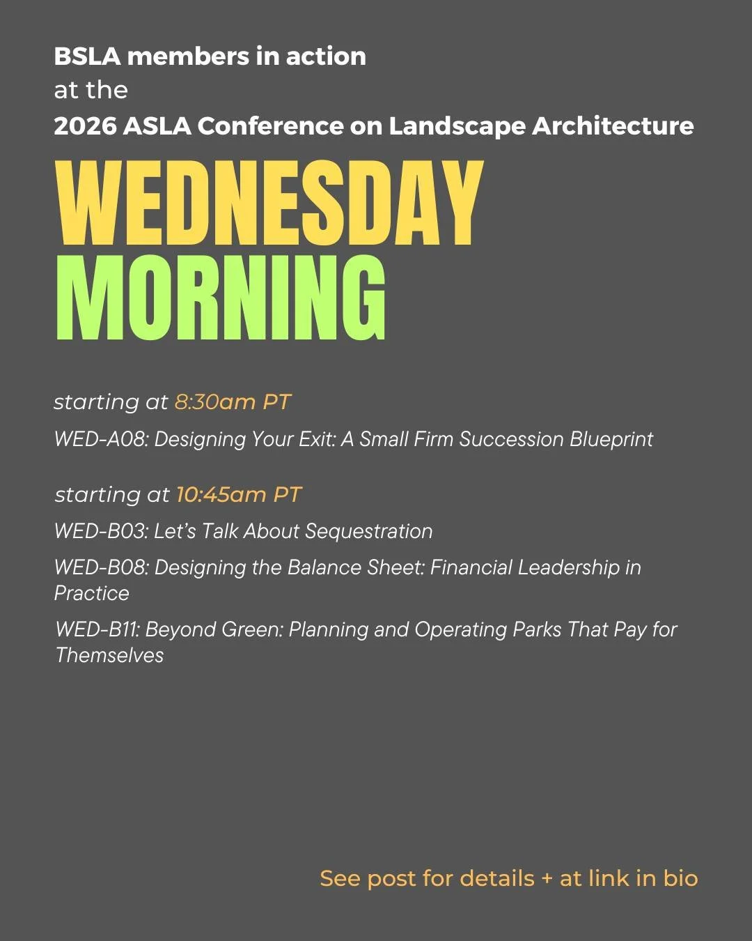 BSLA represents!! Our New England landscape architects are presenting throughout the ASLA Conference on Landscape Architecture. 

Over the next few days, we&rsquo;ll highlight our BSLA folks and the topics and workshops that they are leading. 

Happe