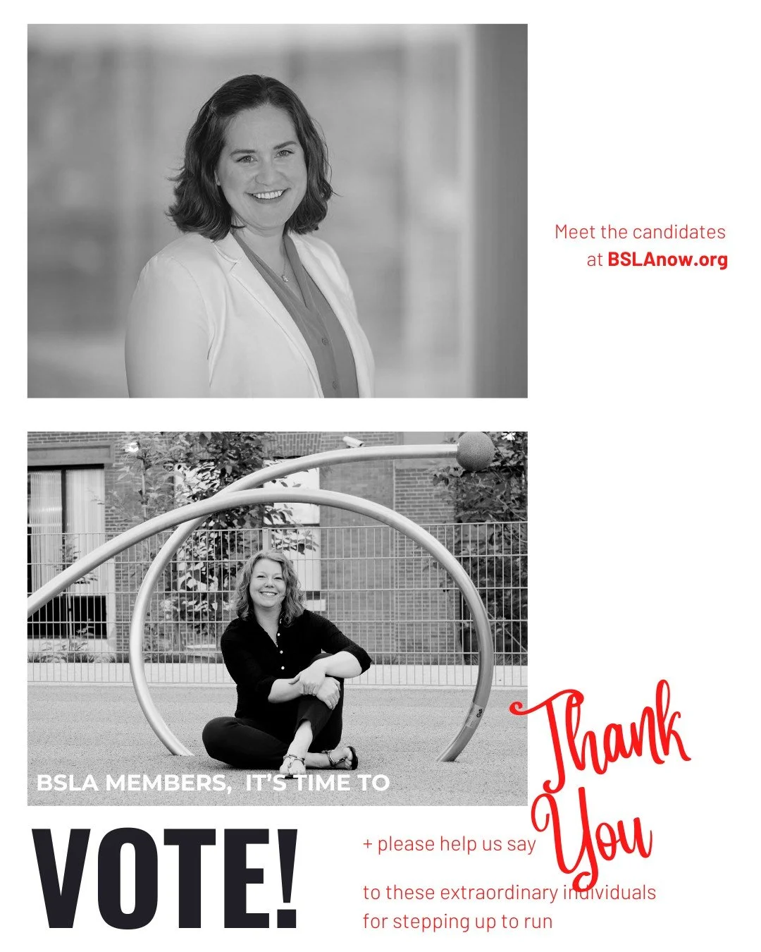 Voting is open for the 2026 BSLA Special Election.... 

Go to BSLAnow.org to meet Kelsey and Cortney. Learn about their journeys to landscape architecture and what they each aim to work on as Member At Large.

WHY SPECIAL?
In addition to these specia