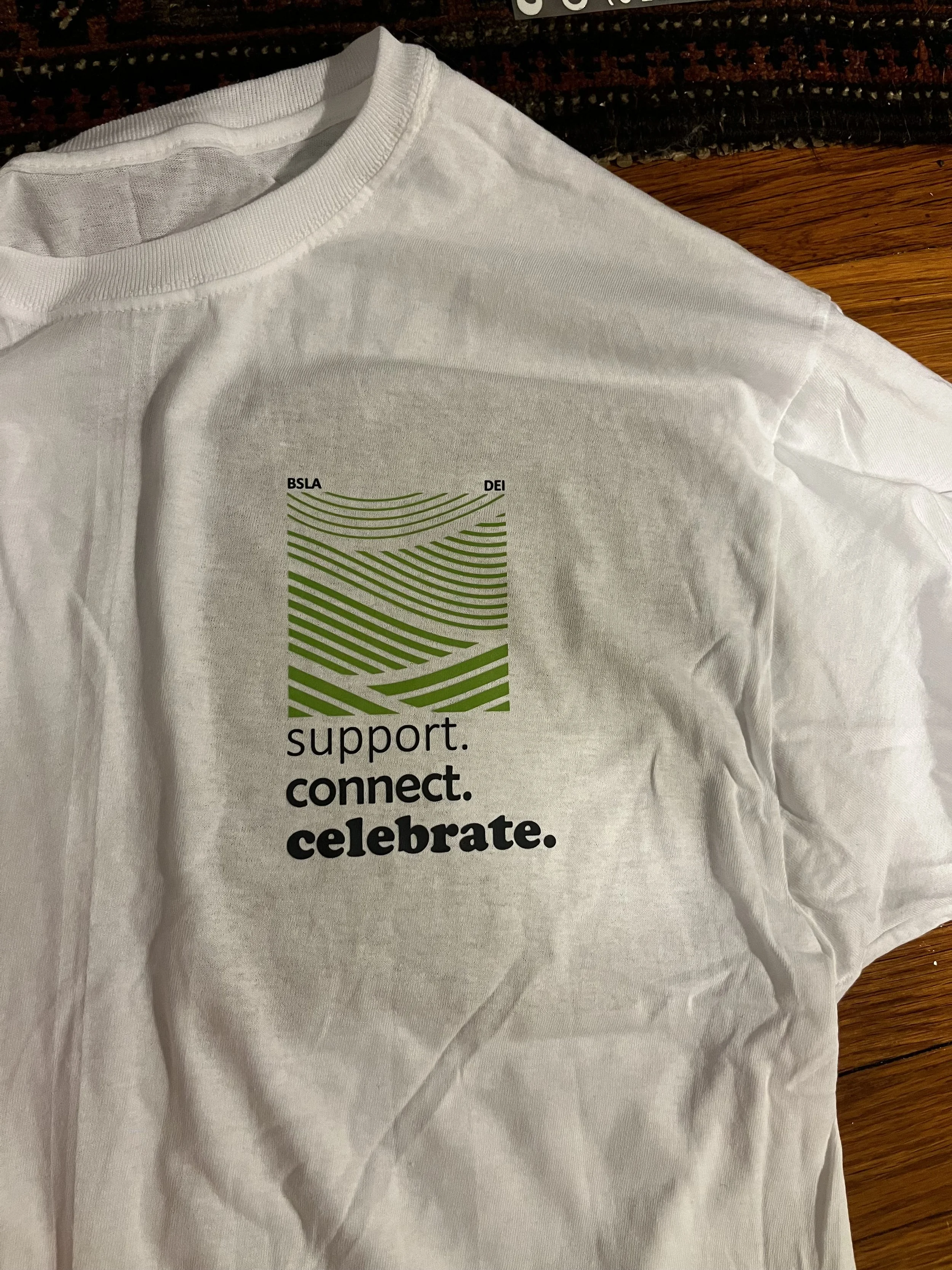 "support. connect. celebrate." logo iron on
