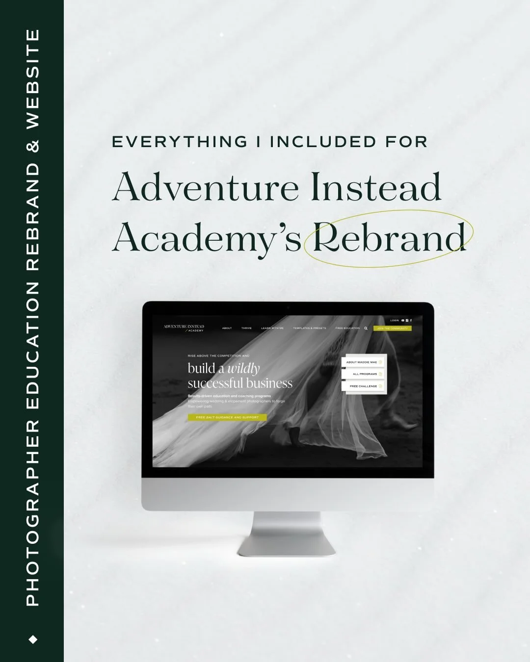 PART 2: If @adventureinstead is the luxury elopement experience, then @adventureinsteadacademy is the *powerhouse* education brand behind it &mdash; created to help photographers deliver world-class elopements of their own. ✨📸

The goal for this reb