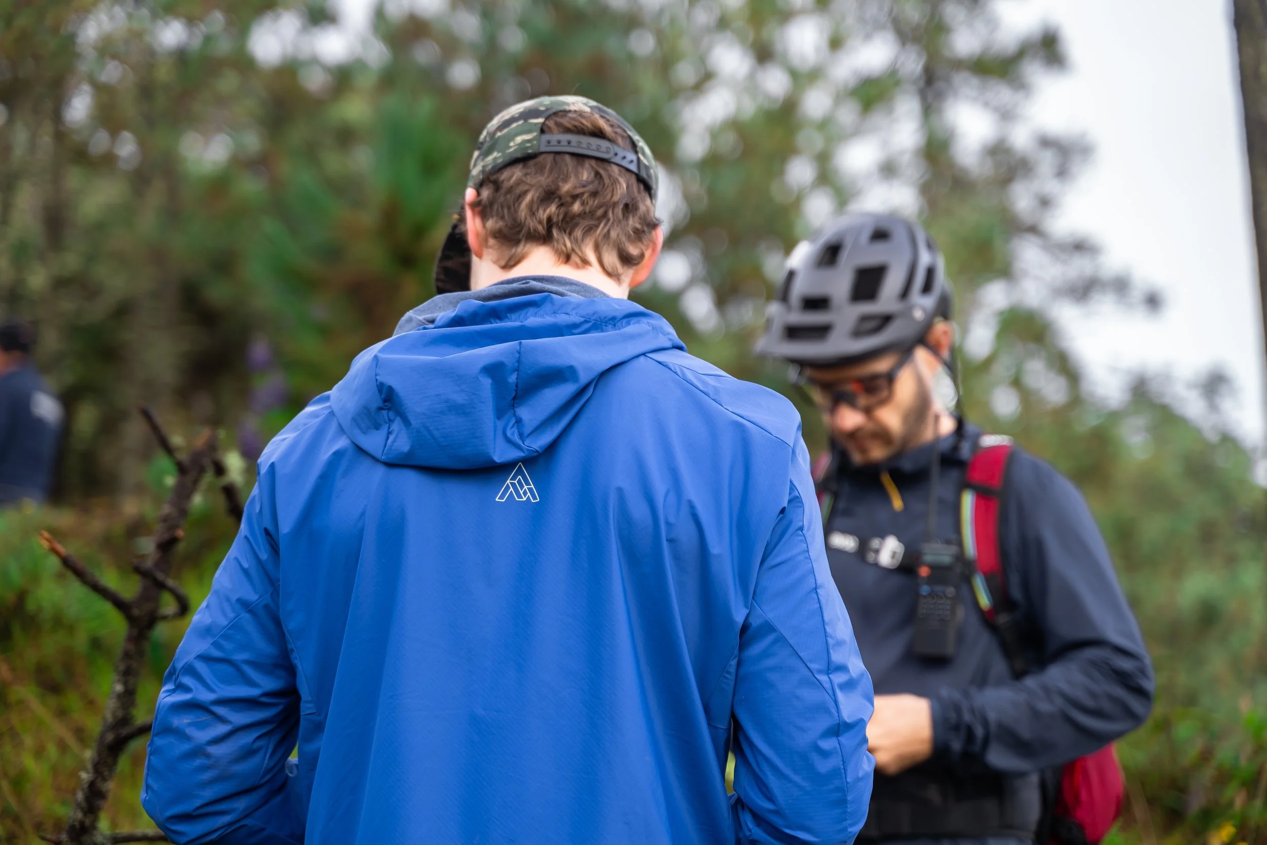 Mountain bike riders preparing gear and equipment for the Transierra Norte multi day enduro race in Oaxaca Mexico