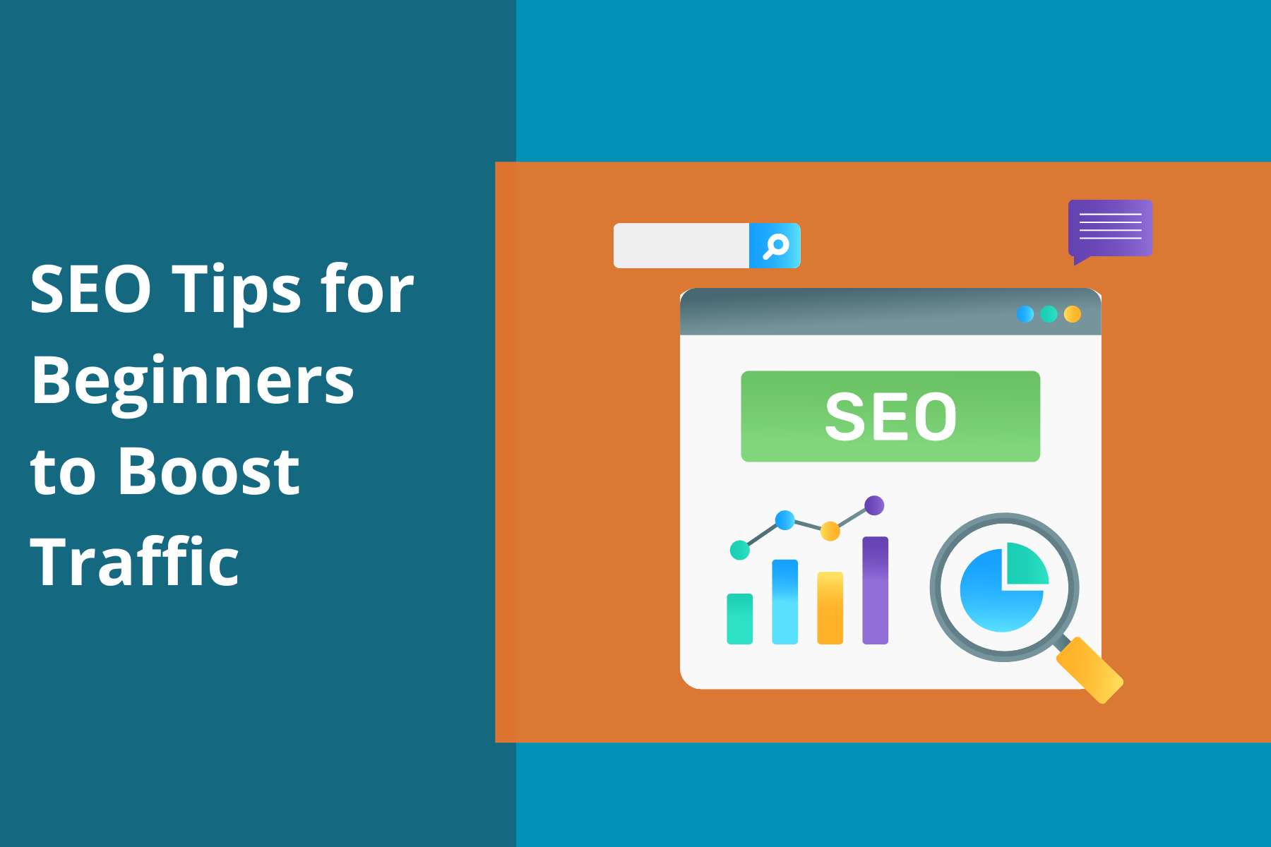 Graphic stating - SEO tips for beginners.