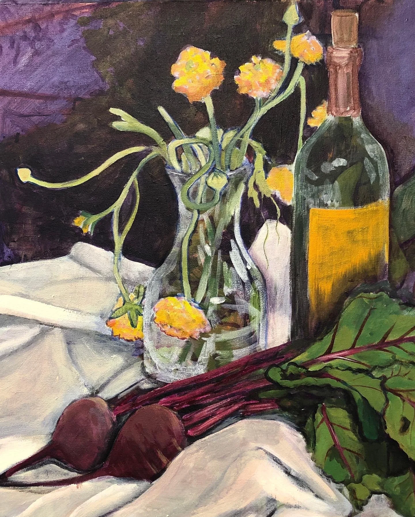 Beets with Wine and Ranunculus, 16x20, $200