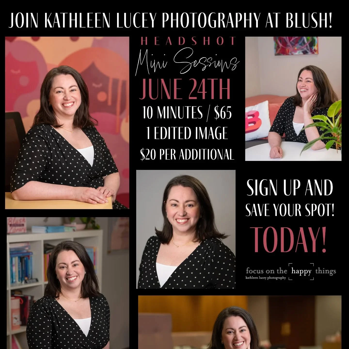 TOMORROW!! @kathleenluceyphotography will be doing mini sessions at Blush. There are a few slots left! See link in story for more details and to sign up. 📸