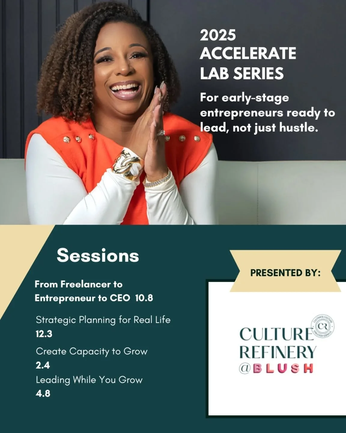 Have you signed up yet? 
We are so excited to bring you the sessions and insights that are usually only offered at  premium to leaders at large organizations. These workshops will help entrepreneurs and small business owners level up their work -- an