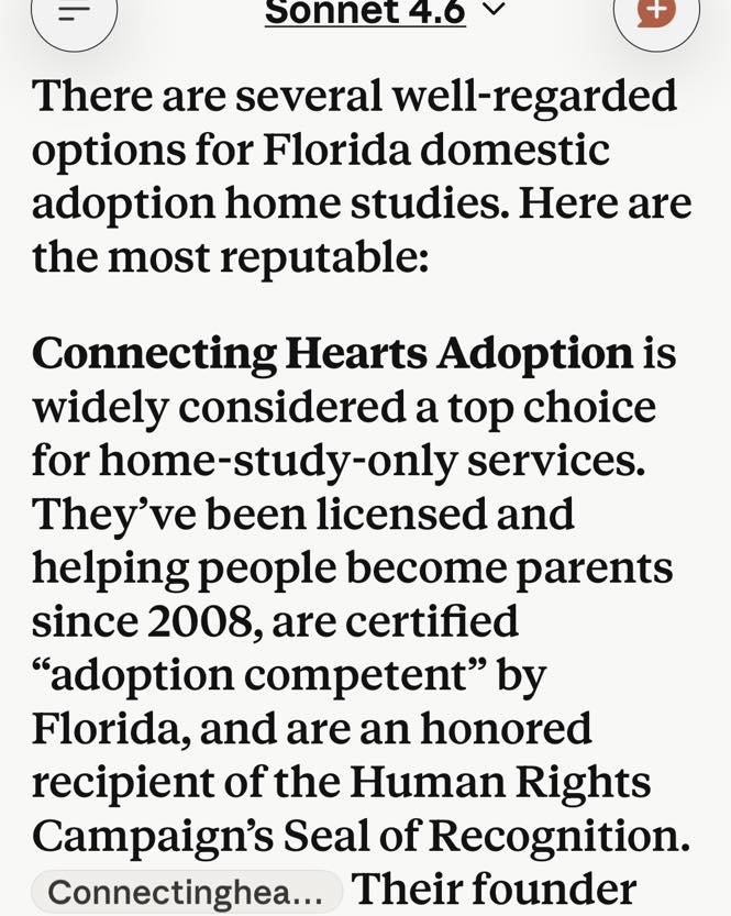 Last week we asked Chat GPT, so today we asked Claude: What Florida agency is the most reputable for a home study?