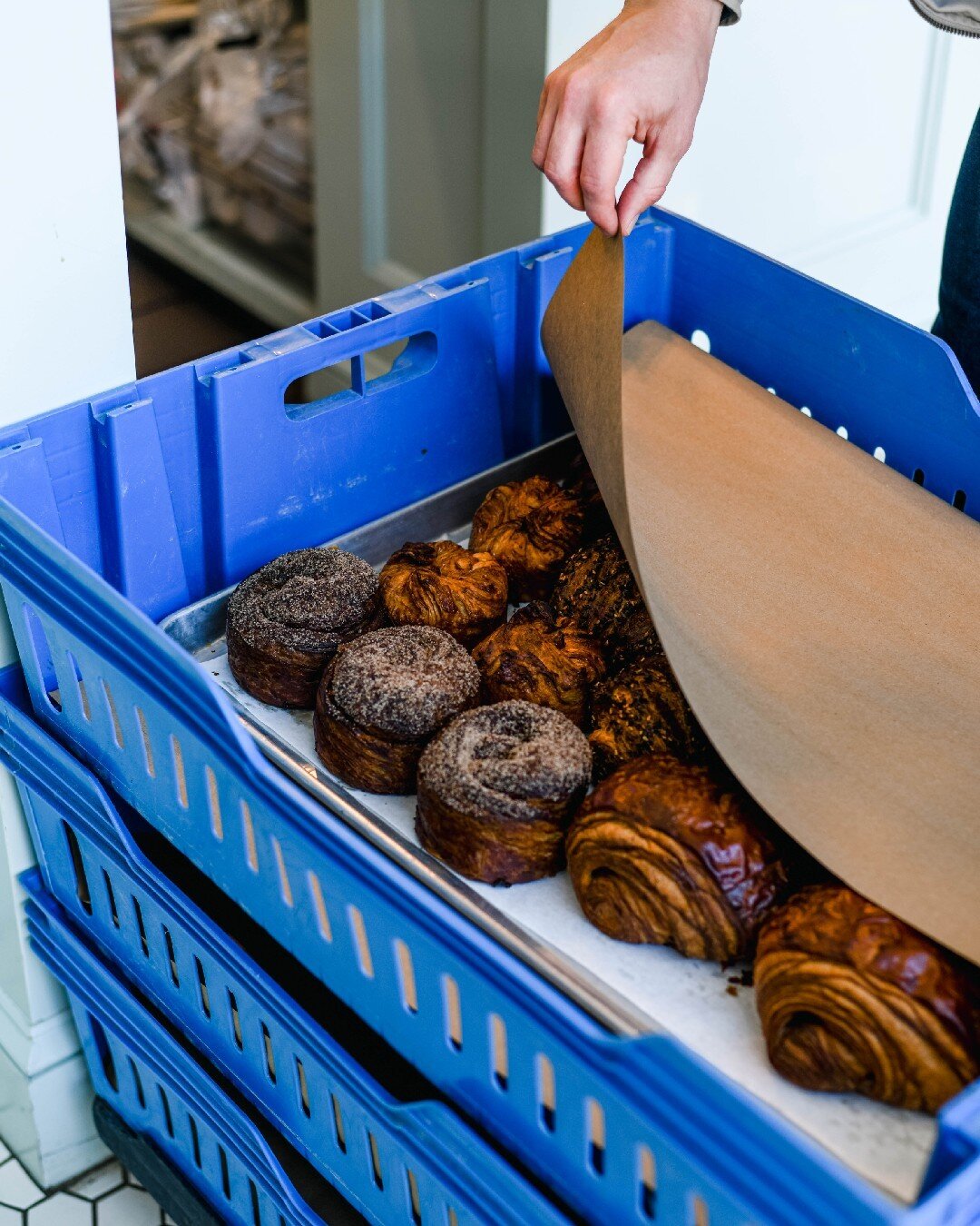 Our pastries are baked every morning at our bakery facility in Fair Haven (sadly not open to the public!) and then are delivered to our two locations around 7am before our stores open. Rest assured that each day's pastries are as fresh as it gets!