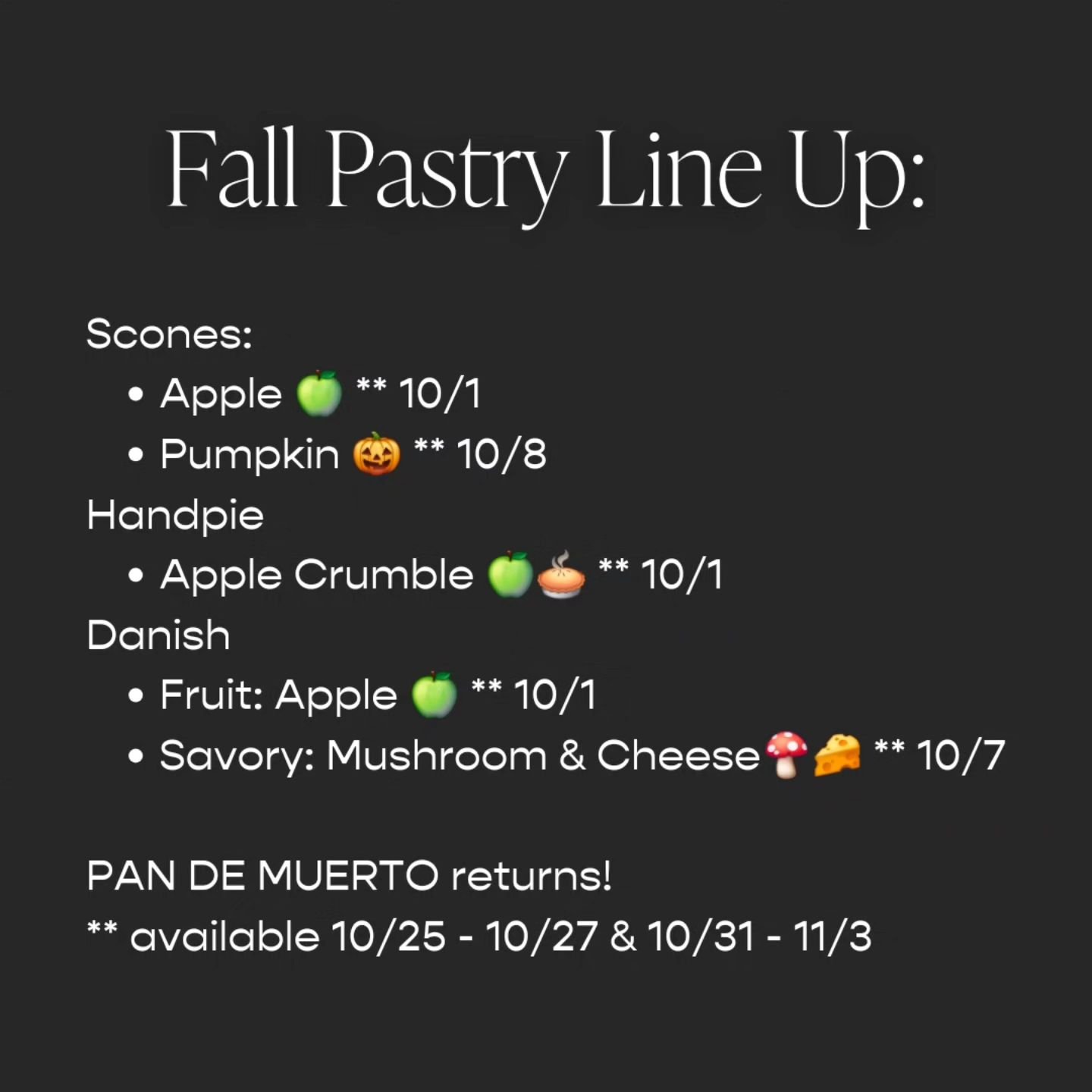 A bunch of seasonal changes over the next week as many of your fall favorites return 🌬🍂🥐

#ctcafe #connecticutcafe #nhv #newhaven #yale #cteats #cteatsout