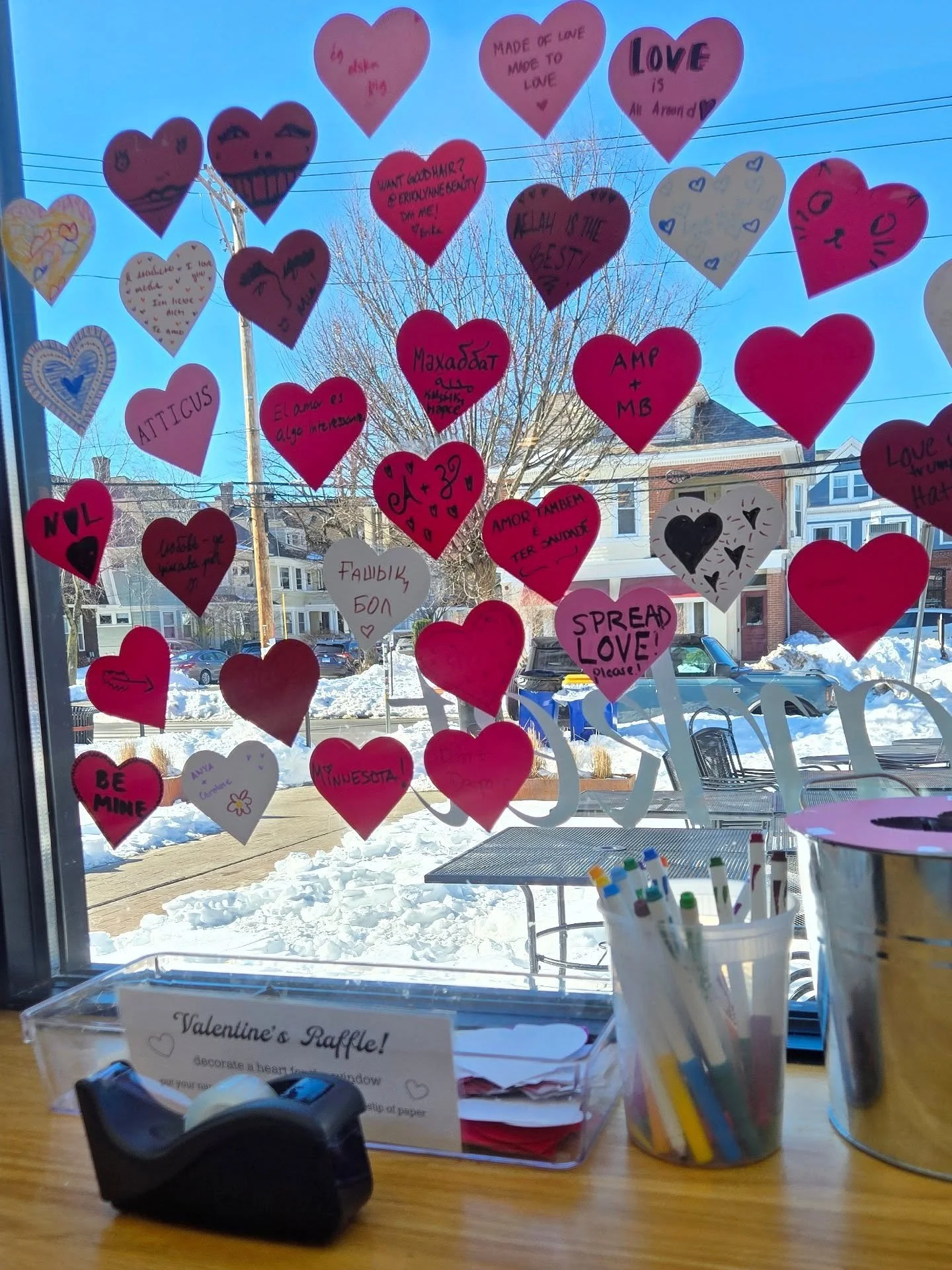 Our Valentine's Day Raffle has arrived 💕

When you stop by the market, make a purchase &amp; enter our raffle!

You know the drill! 👇
🤍 make a ❤️ for the window
🤍 fill out a slip with your info
🤍 put it in the jar to enter the drawing!

We will 