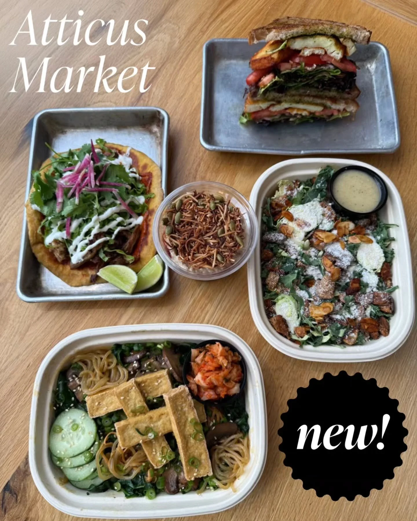 What's new 🍴

👇 IN THE COLD CASE
📸2. Tofu Kimchi Japchael Noodles 
📸3. Truffle Brussels Salad
📸4. Tahini &amp; Jelly Overnight Oats

👇 FROM THE KITCHEN
📸5. Chipotle Pork Flatbread
📸6. Fried  Halloumi Caprese

available now ✨️

#ctcafe #connec