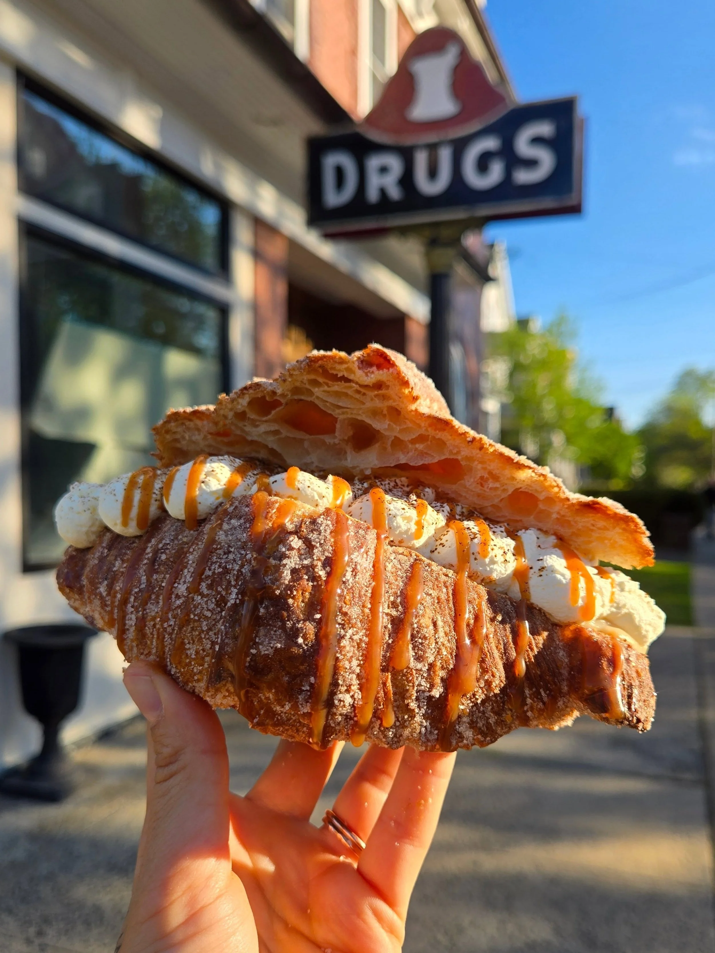 May filled Croissant of the month is inspired by our Morning Bun ✨️

@atticusbakery croissant toasted and tossed in cinnamon sugar - filled with espresso pastry cream topped with whipped cream, &amp; drizzled with cinnamon caramel

Its like eating a 