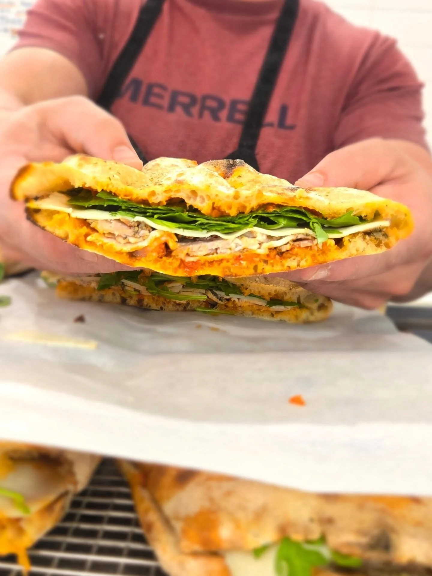 Walden Hill Porchetta Panuozzo in the case today 🌞

Pesto Rosso, Pecorino Tuscano, Arugula + Basil