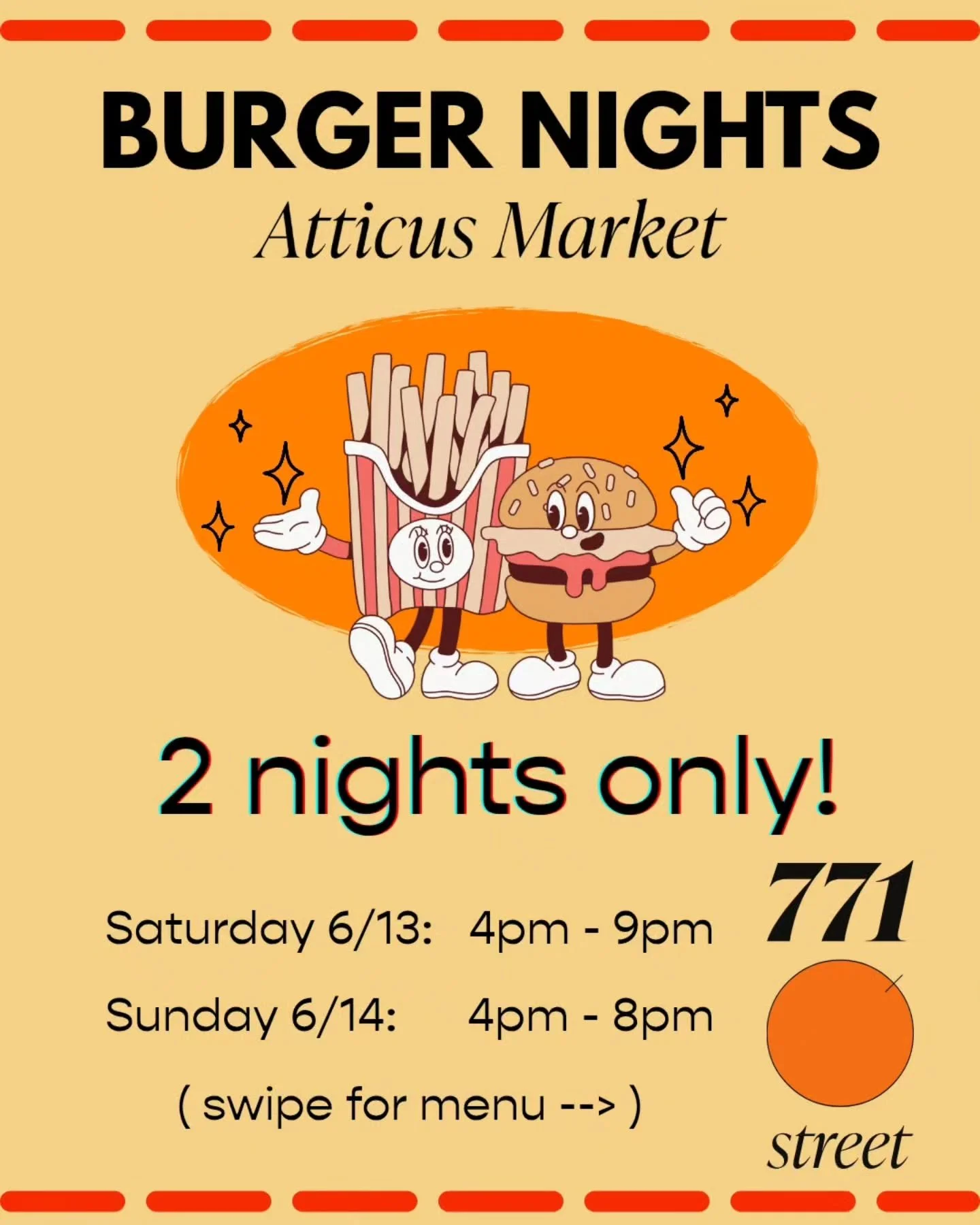 We had so much fun last time, we waited a year to do it again 🙃

Saturday June 13 &amp; 14th we will be smashing patties &amp; scooping floats. Come hang 🌞