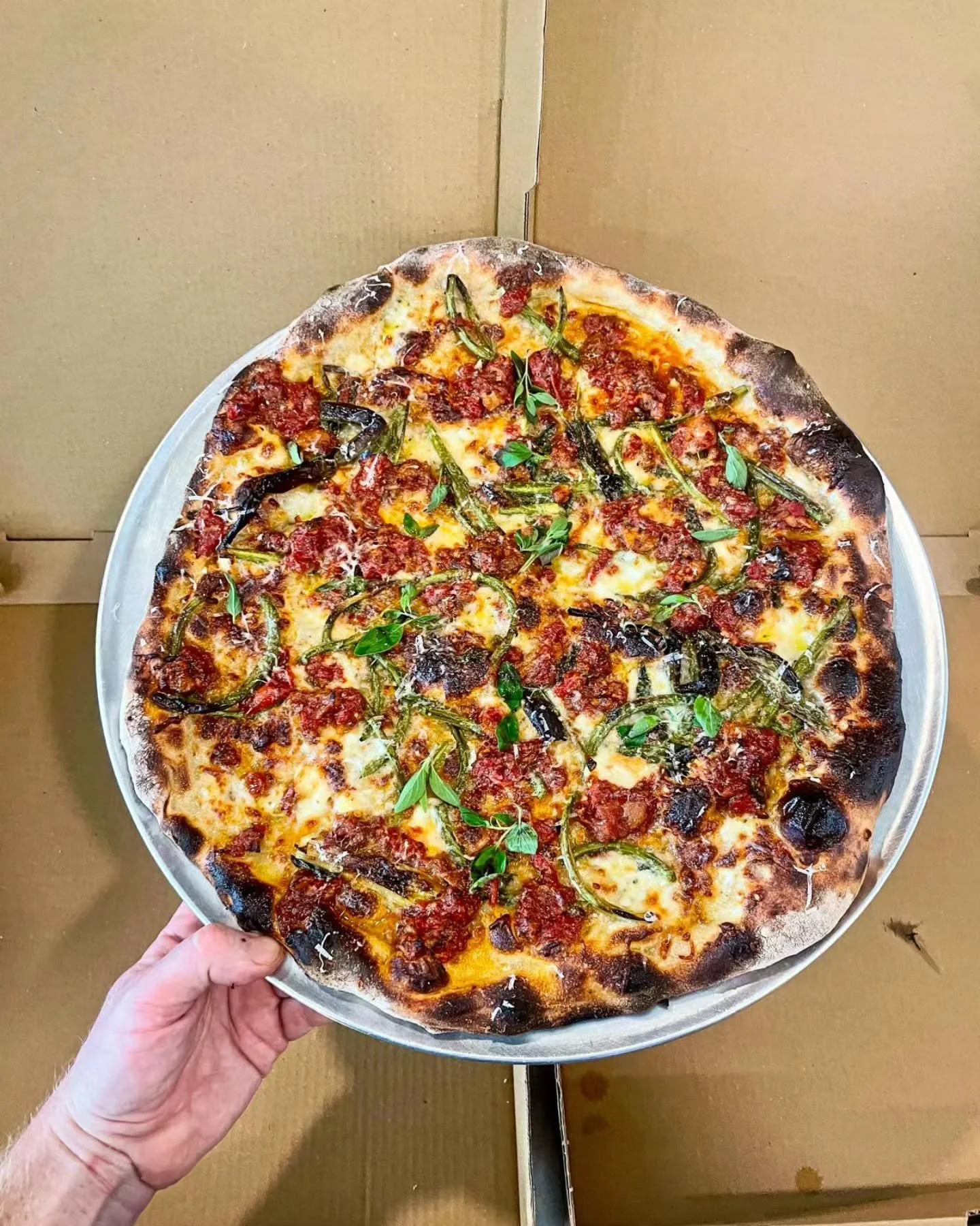These rainy days call for ragu 🌱🍅

📸 Spicy Pork Ragu Pie
scamorza, smoked mozzarella, spring onions,  spicy Walden Hill pork ragu, oregano + pecorino 

#newhavenishpizza #newhavenpizza #newhaven #cteats #ctbites