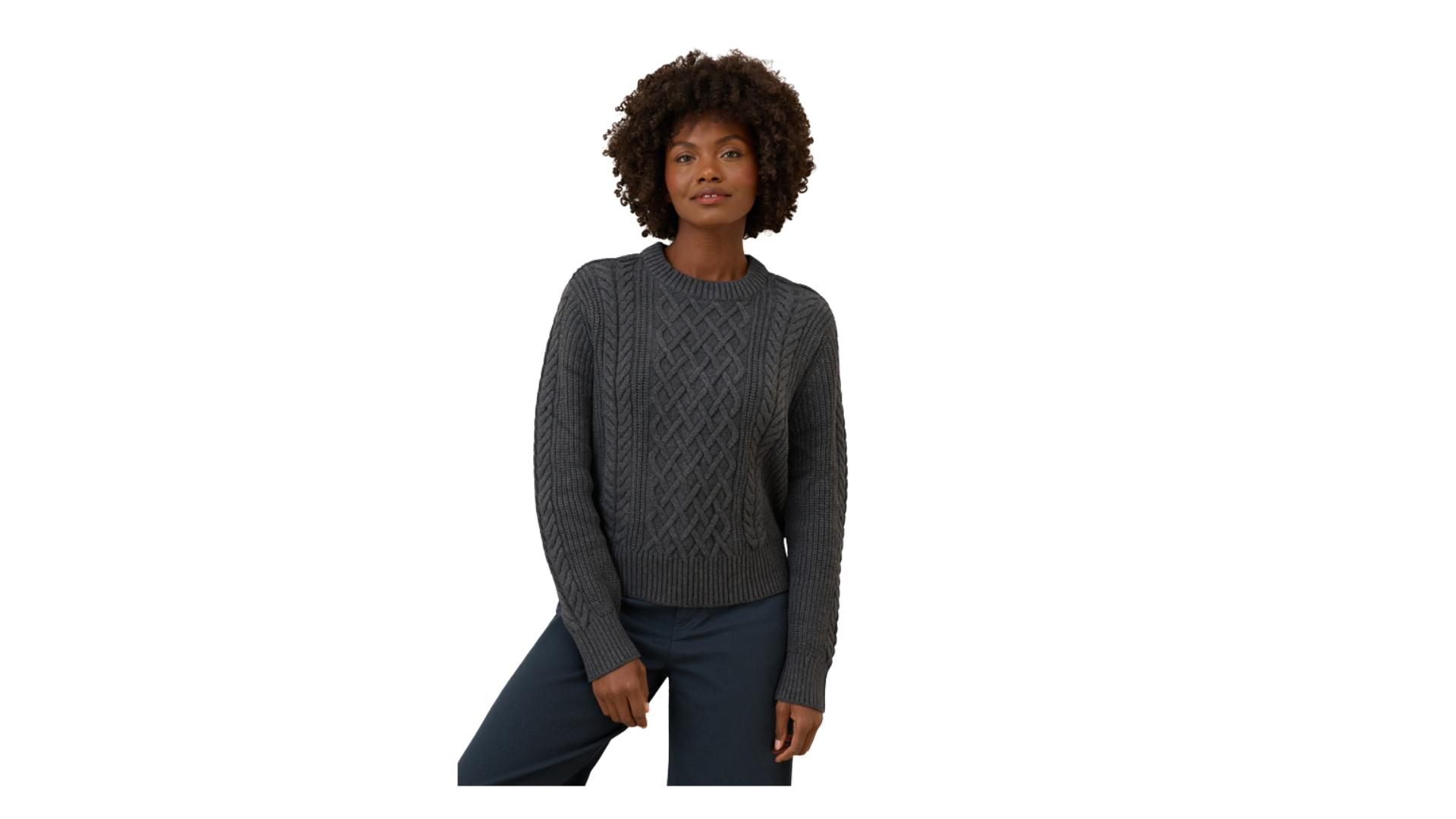 Pact Organic Luxe Knit Cable Crew Sweater