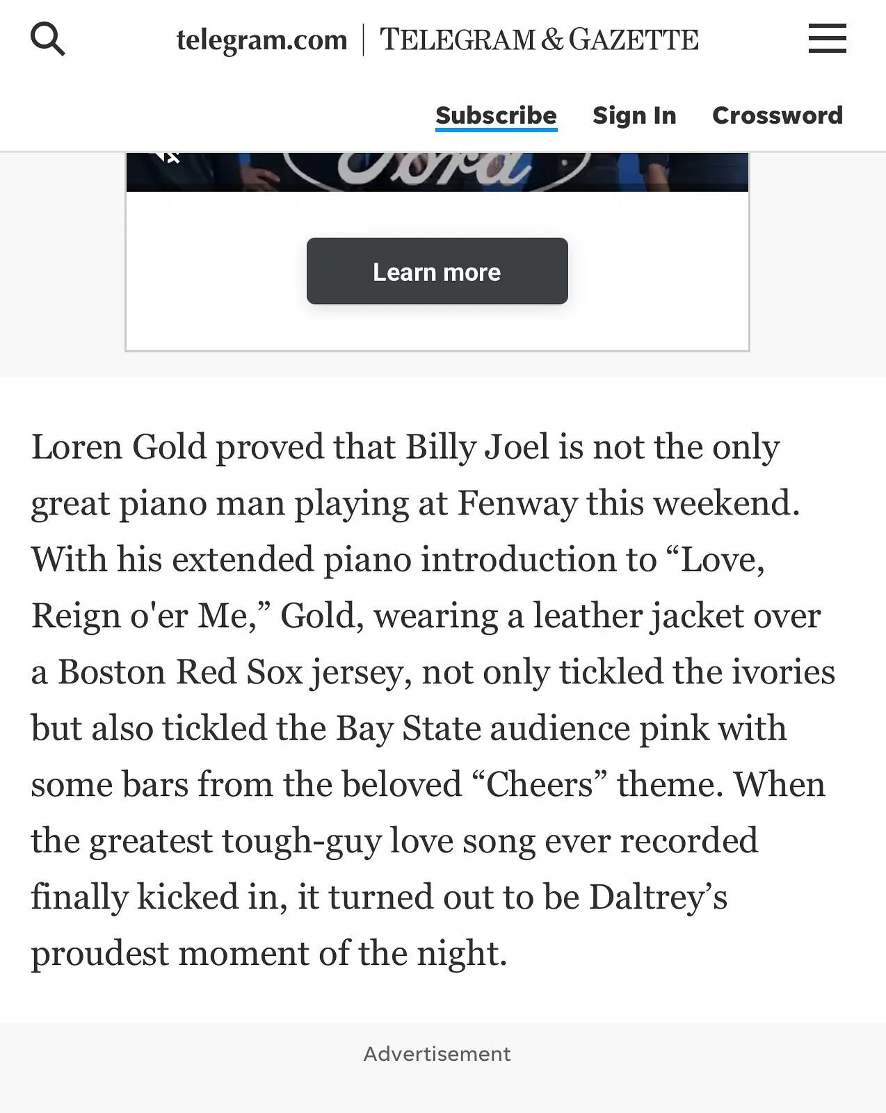 Can&rsquo;t wait to be back at Fenway Park! Whenever people ask my favorite venue, the answer&rsquo;s always Fenway. Big thanks to The Telegram for mentioning me alongside Billy Joel after our last show there! 🎹⚾️

@officialthewho @billyjoel @korgof