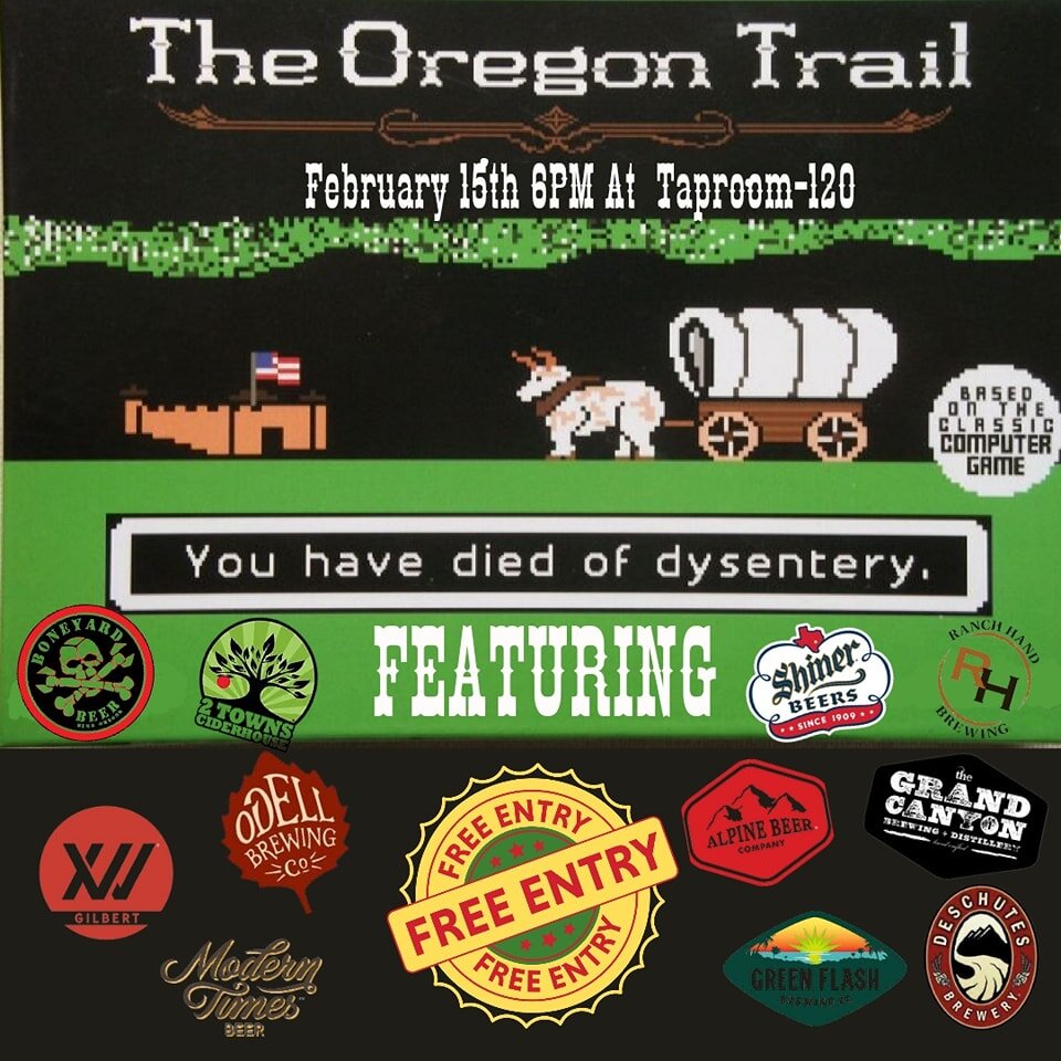 Phoenix! To kick off Beer Week we will be at Taproom-120 for a game of Oregon Trail! We look forward to seeing you there! 🍻

#RanchHandBrewing  #azbeerweek
#localcraft #brew #instabeer #beergeek #cerveza #cerveja #prost #cheers #ratebeer #untappd #b