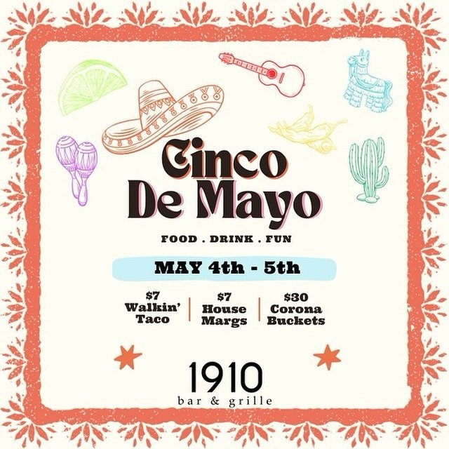 Cinco De Mayo is this Sunday! Come celebrate with us &amp; Enjoy our specials Saturday &amp; Sunday!🌮🇲🇽🍋&zwj;🟩