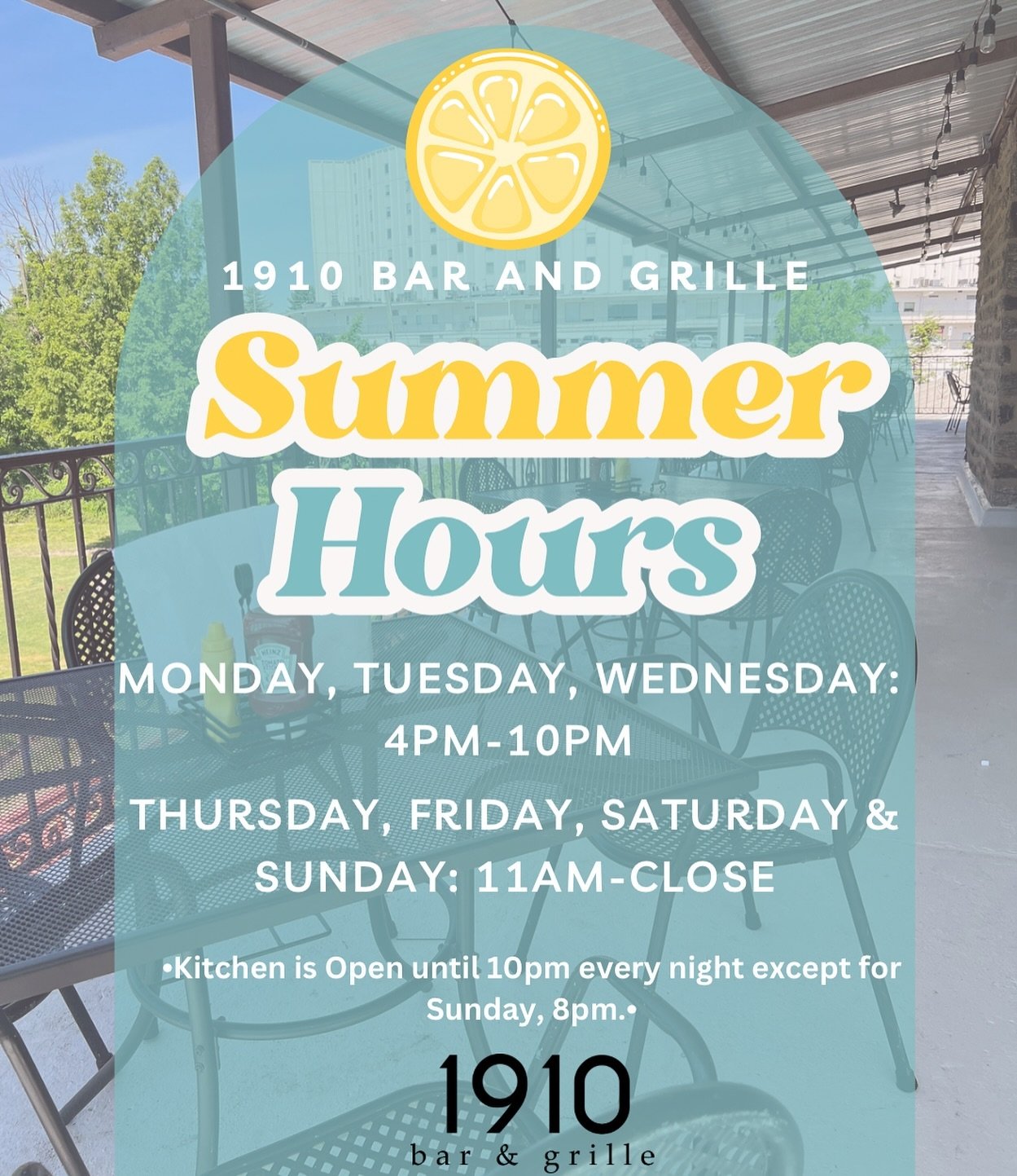 Starting next week- May 6th, We will be OPEN 7 days a week! That&rsquo;s right! 7 days a week to enjoy our beautiful deck, delicious food &amp; tasty cocktails! We are so excited for this summer!🍻🍸🌞🕶️
