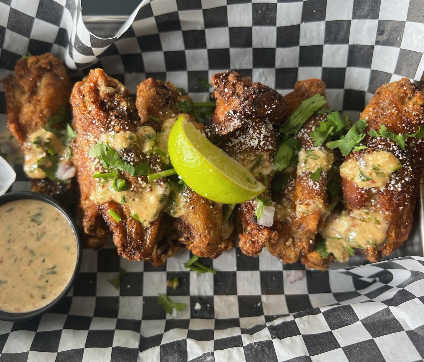 New Month, New Wing Flavor! Available now until the end of May!  ELOTE WINGS: Tajin and Cotija dry rubbed wings served with house made Elote sauce for dipping, topped with cilantro &amp; lime.🍗🍋&zwj;🟩🌽🇲🇽

$1 Wings during Happy Hour EVERY Wednes
