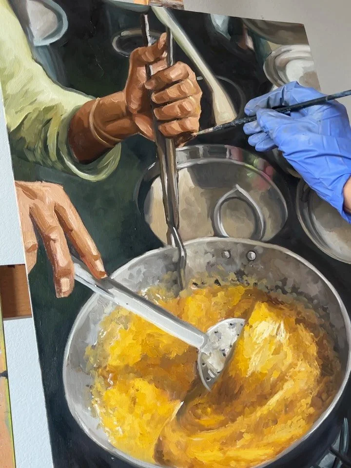 i picked up learning oil paints about a year ago and up until recently, the only pieces I&rsquo;ve had the chance to use oil on are the paintings in my India series. considering I was painting for a show, there was very little room for experimentatio