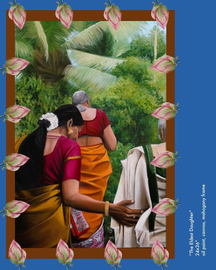 in my dream world, all frames are painted &amp; colorful! 🤭 

I chose to paint this photo of my aunt helping grandparents because to me it depicts how much my aunt fulfills the role of the eldest daughter. She took care of us visitors while caring f