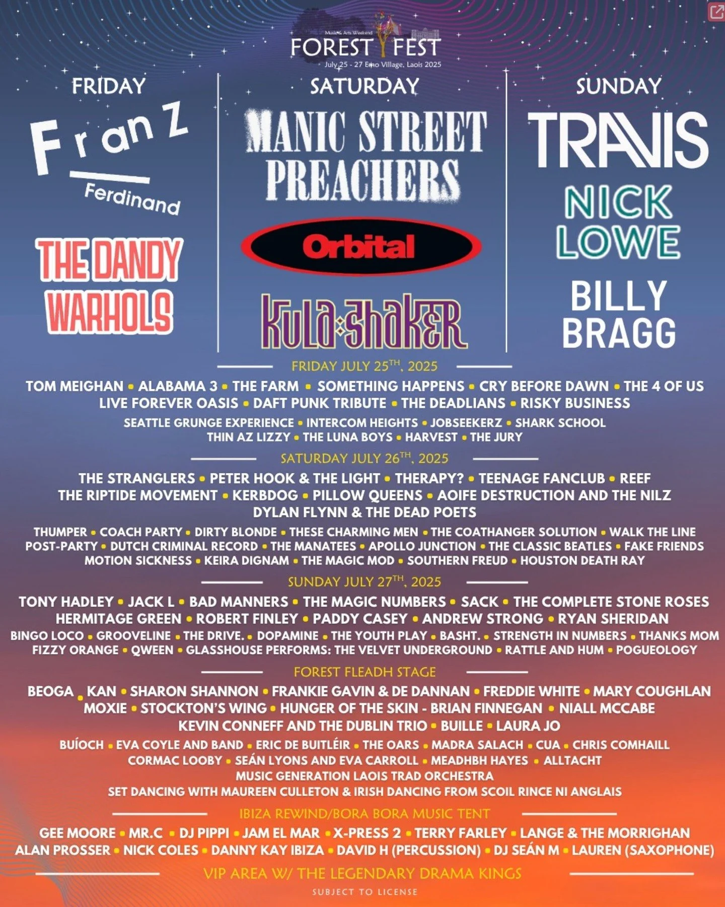 17 days till we play Forest Fest in Ireland! Looking forward to our show and seeing all the great bands on Friday, @franz_ferdinand, @thedandywarhols and more.

@forestfestemo