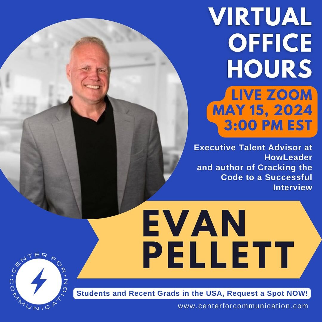 In this virtual zoom office hour event on May 15th, 2024 @evanpellett1 will offer current students and recent grads anywhere in the USA invaluable insights into career development, stress reduction, and HR initiatives. Don't miss this opportunity to 