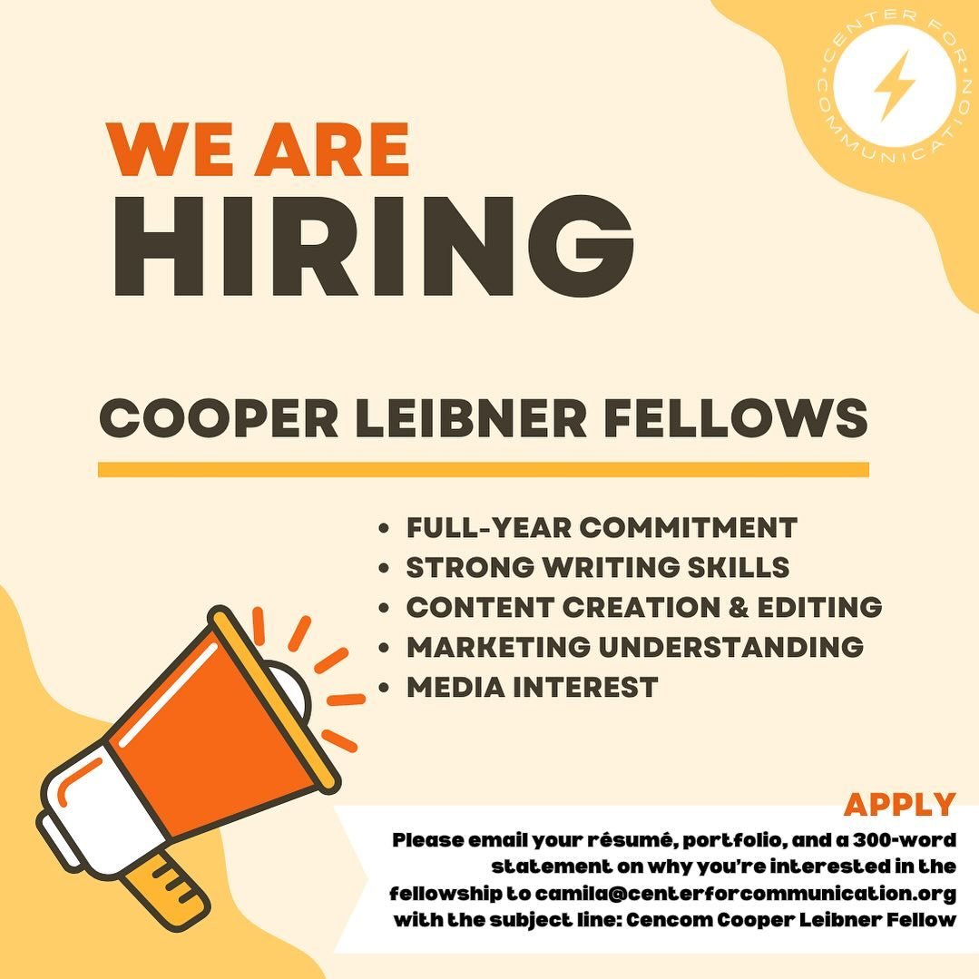 The Center for Communication is on the lookout for a super pumped and enthusiastic fellow who's all about marketing, social media, and writing. This gig isn't just your average fellowship &ndash; you'll be diving into all sorts of cool stuff like sup