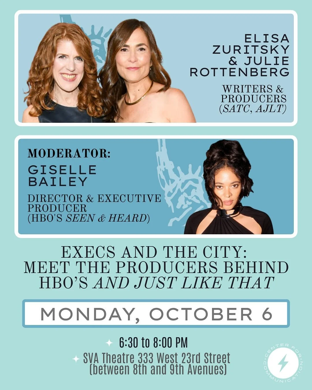 We can&rsquo;t wait to see you TODAY for our first panel of the Fall 2025 season: Execs and the City: Meet the Producers Behind HBO&rsquo;s And Just Like That panel at 6:30 PM, at @svatheatre. 🗽✨

We&rsquo;re also thrilled to welcome our new moderat