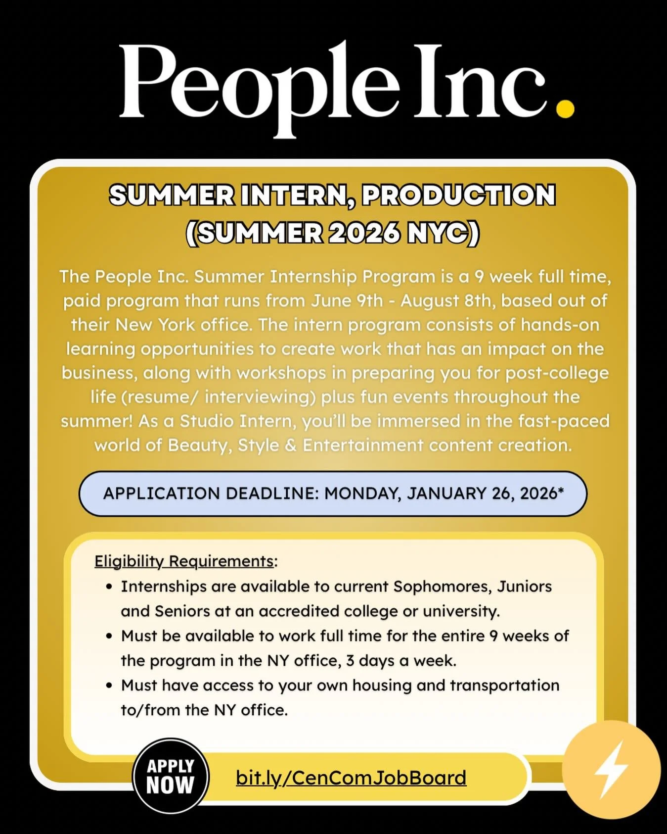 Hey everyone! The @peopleinc is offering a 9 week full time, paid Summer Internship Production Program! Collaborate with creative, production, and talent teams to support a robust slate of shoots, content, and events. For more information and to appl
