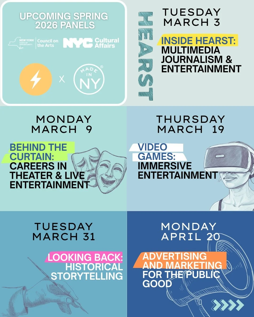 Hey CenCom Community! It&rsquo;s that time again. ⏰ We are excited to announce our SPRING 2026 PANELS in partnership with the NYC Mayor&rsquo;s Office of Media and Entertainment !

If you&rsquo;re a student or recent grad curious about multimedia jou