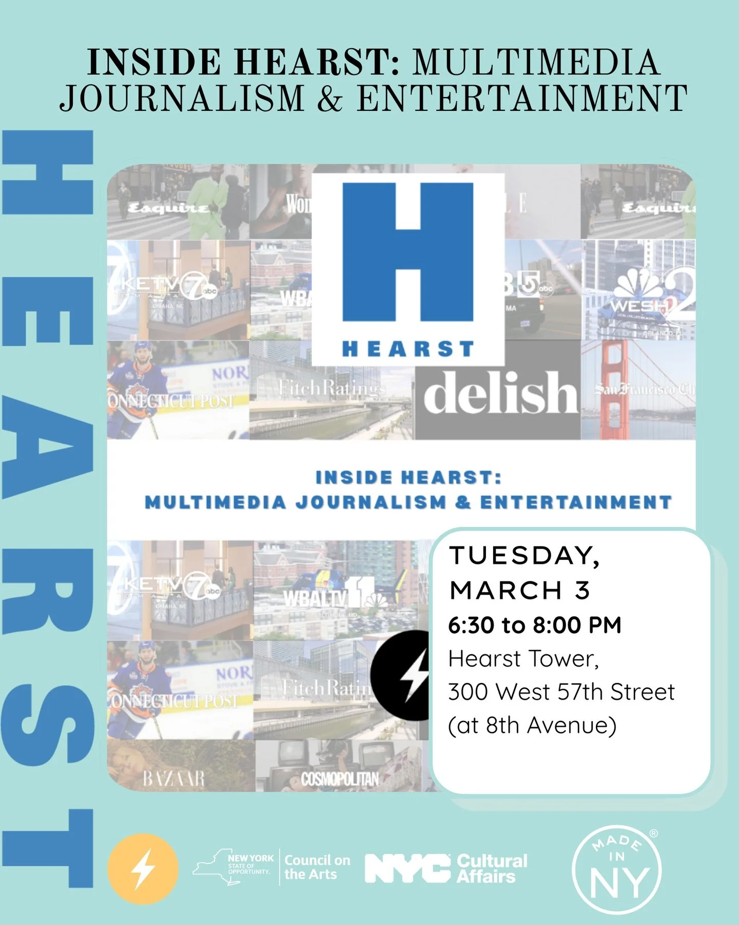 Just a few days to go until we head to @hearst HQ for our Inside Hearst: Multimedia Journalism &amp; Entertainment panel on March 3 at 6:30 PM. Join us for a conversation with the professionals shaping content across all of Hearst&rsquo;s brands and 